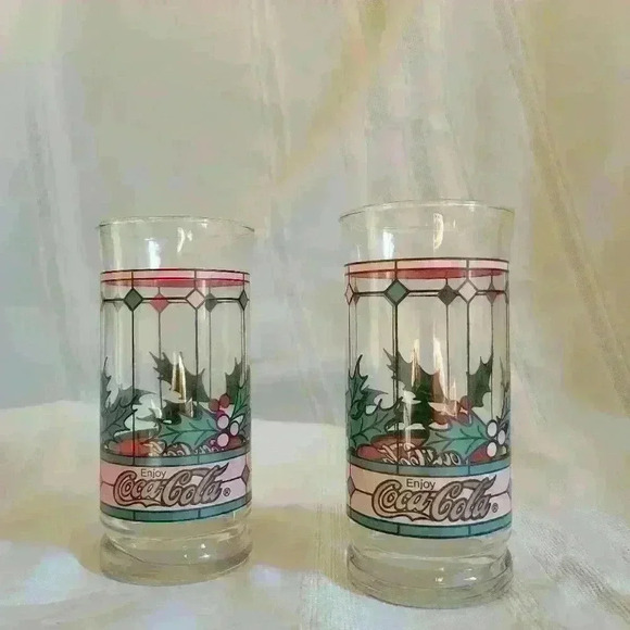 Coca Cola Other - Pair-Coca Cola Holly Glasses